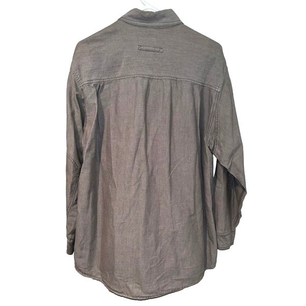 Woolrich Men's Button Up Long Sleeve Shirt Olive Sz. L 100% Cotton 703