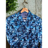 Robert Graham Blue Floral Shirt Mens M Flip Cuff Geometric Button Down EUC