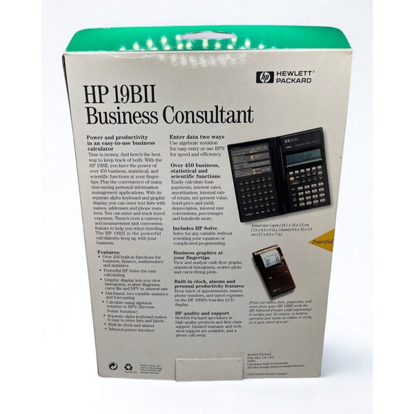 HP 19BII Business Consultant Calculator 1995 New Sealed Box Vintage MBA Rare
