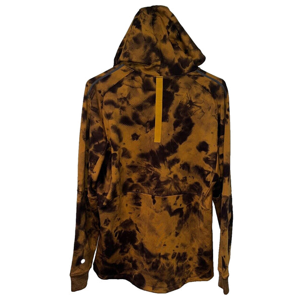 Lululemon Mens M Textured Tech Hoodie Diamond Dye Gold Spice Black Pullover