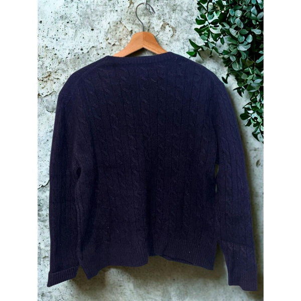 Brooks Brothers English Lambswool Cable Knit Sweater Blue Men’s Size L