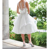 Enchanting by Mon Cheri 117181 Tea Length Casual Wedding Dress Ivory/White Sz. 8