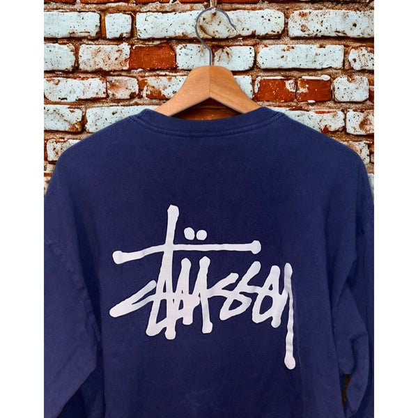 Stussy Long Sleeve T Shirt Men’s XL Blue Big Logo Graphic Streetwear Skate