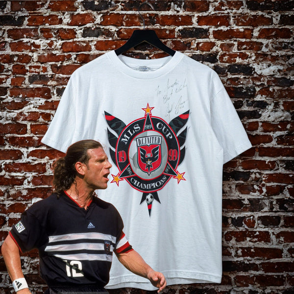 Jeff Agoos Signed DC United 1999 MLS Cup Champions Adidas T-Shirt USA World Cup