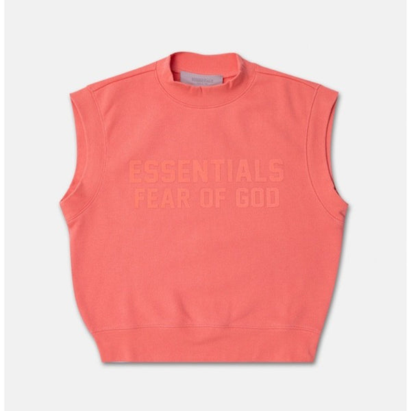 Fear of God Essentials Sweatshirt Vest Adult Size 12 Pink Coral Mock Neck Fleece