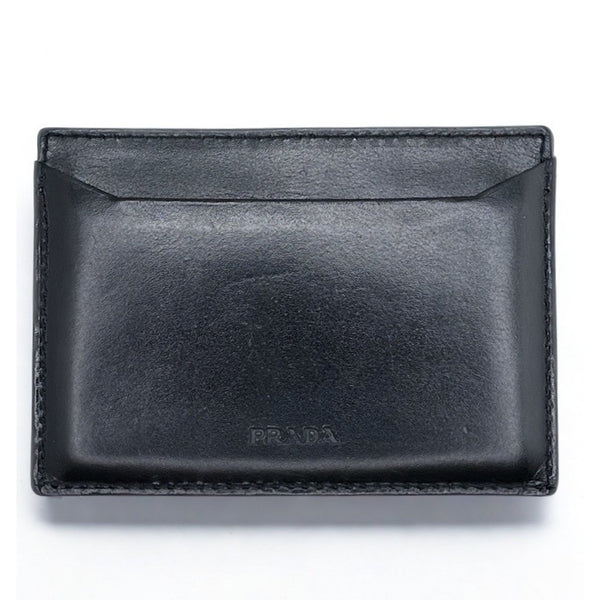 Prada Milano Vintage Black Leather Card Holder Wallet Italy Unisex 3.75" EUC