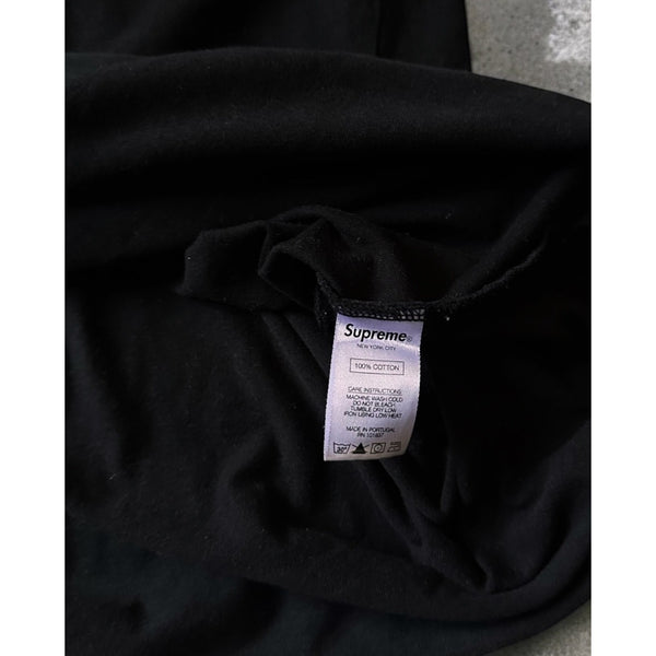 Supreme Oval Top Black T-Shirt Men's XL SS23 Embroidered Logo Made in Portugal