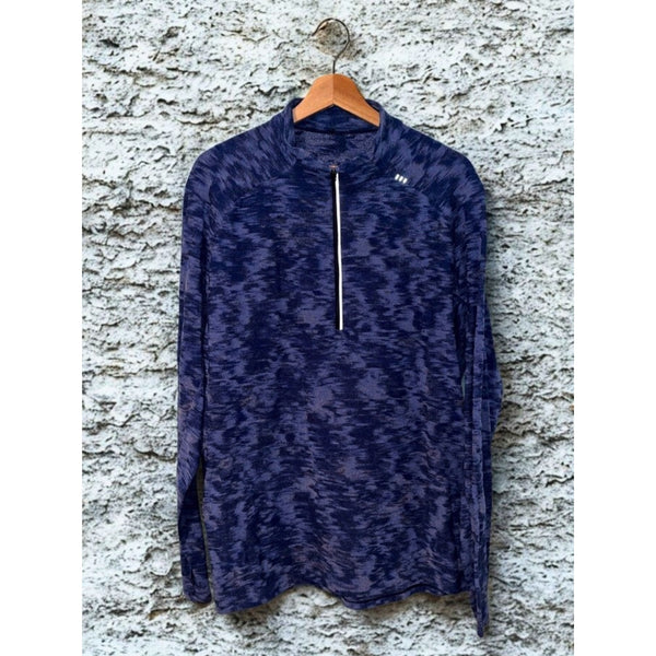 Lululemon Surge Warm Half Zip Pullover Blue Camo Rulu Running Gym Mens XL