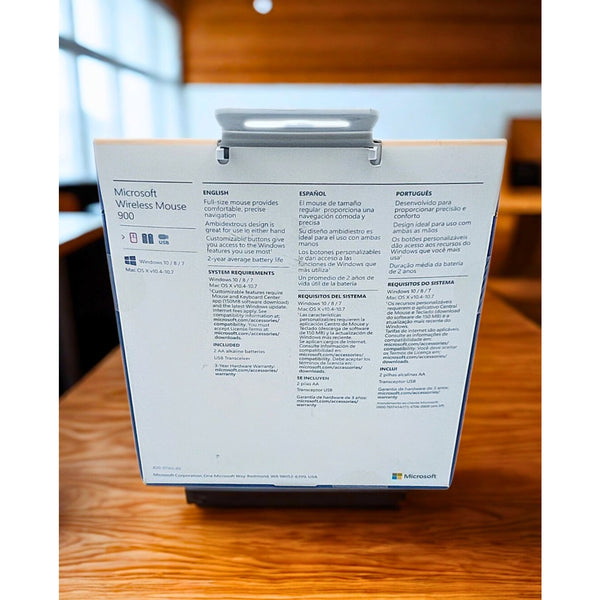 Microsoft Wireless 900 Mouse Black USB Full Size Ambidextrous PW4-00001 Sealed