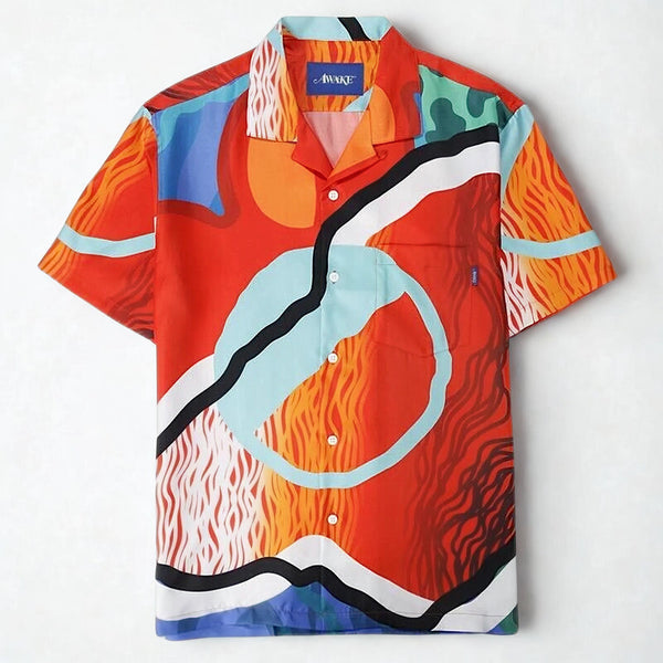 Awake NY x Sam Friedman Silk Shirt Orange Abstract Print Sz L NWOT RARE