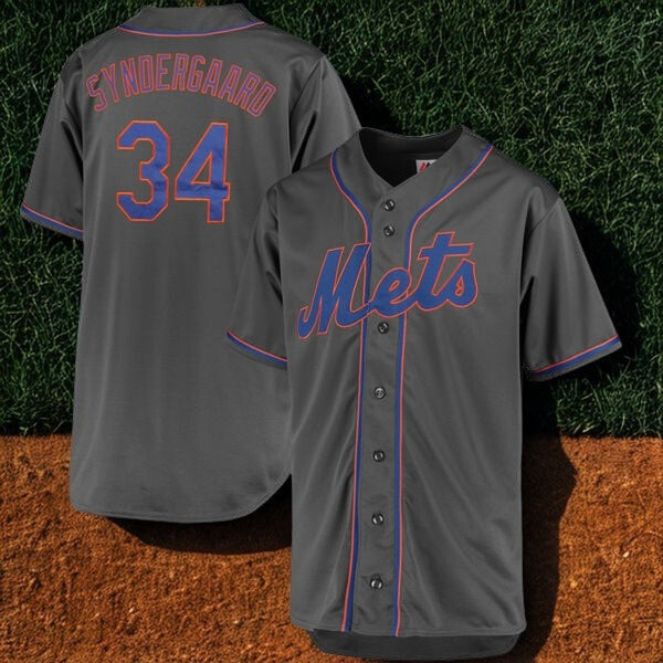 New York Mets Noah Syndergaard #34 Majestic Men’s Jersey Charcoal (Size 4XL)