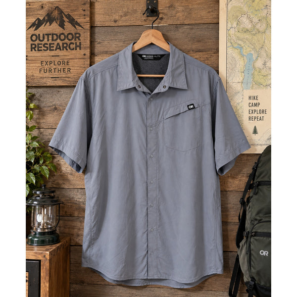Outdoor Research Astroman Sun Shirt Gray 2XL Hiking UPF 50+ Stretch NWOT