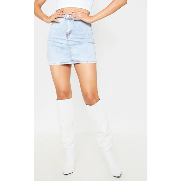 PRETTY LITTLE THING Vintage Wash Disco Fit Denim Skirt Sz. 10 NWT