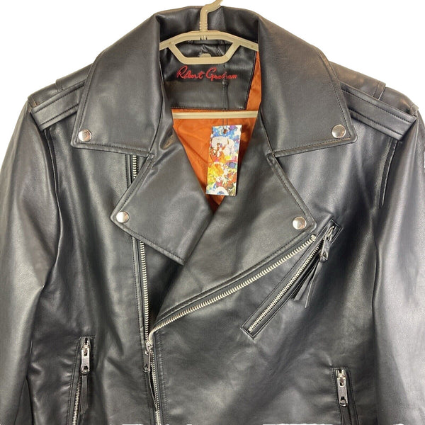 Robert Graham Racer Jacket Mens 2XL Black Moto Biker Zip NWT RGF22R86 MSRP $268