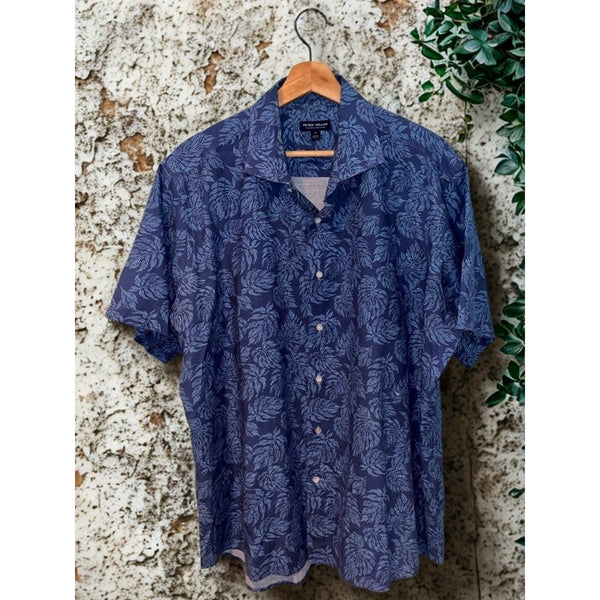 Peter Millar Crown Crafted Groves Cotton Sport Shirt XL Palm Print MS23XW09SUX