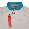 Redvanly Golf Polo Shirt Sz. Medium White Savile Geometric Performance NWT $105