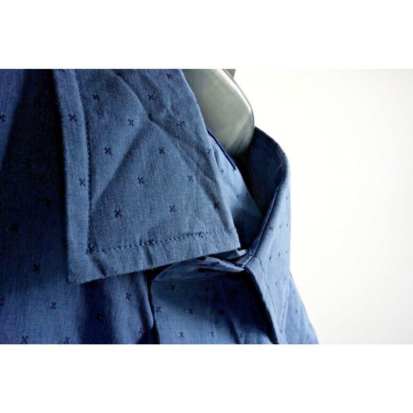 David Donahue Heathered Dobby Fusion Shirt Poplin Denim Blue Men's 17.5 XL