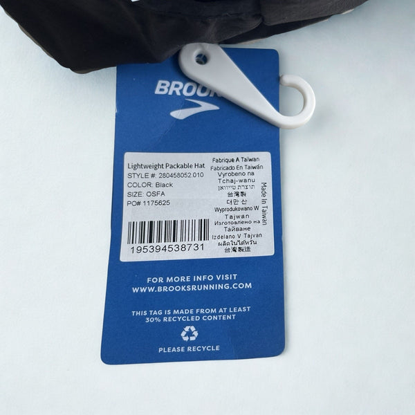 Brooks Lightweight Packable Propel Running Hat Black 5 Panel OSFA NWT