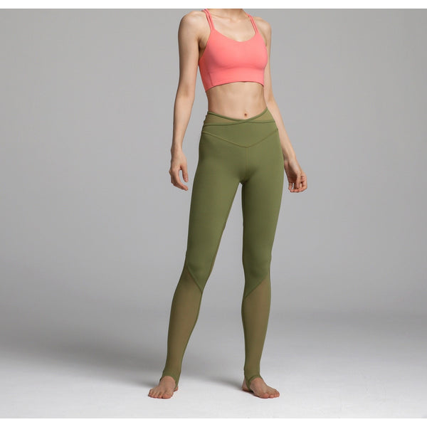 Lululemon Nulu Crisscross Mesh Stirrup Tight Green Leggings Sz 10 LW5ERXS