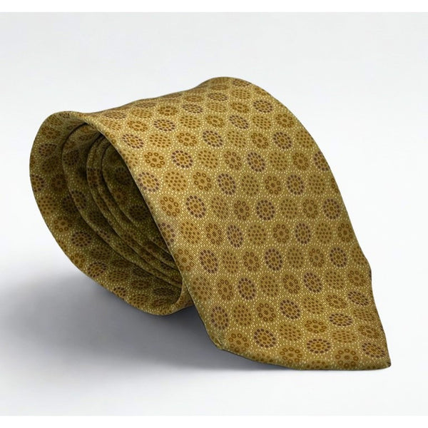 Ermenegildo Zegna 100% Silk Tie Made Italy Gold Medallion Luxury Designer