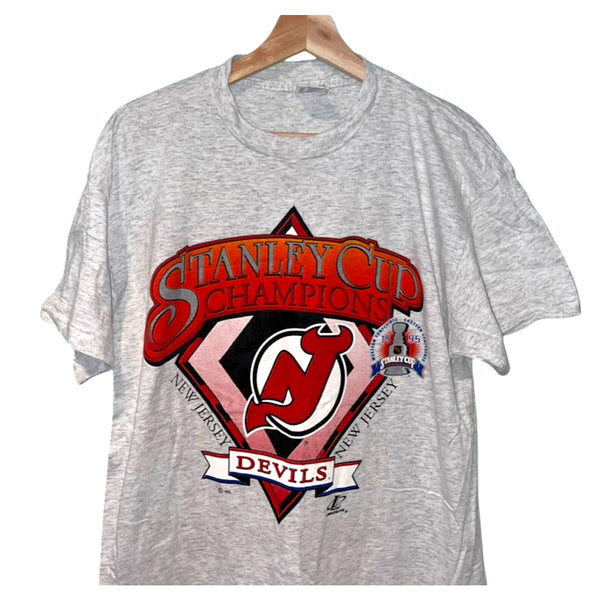 New Jersey Devils Logo Athletic NHL Stanley Cup Champions Sz. L Vintage 1995
