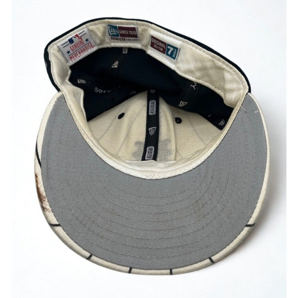 New York Mets New Era 59FIFTY Pinstripe Fitted Hat 7 3/8 USA Wool Y2K MLB Cap