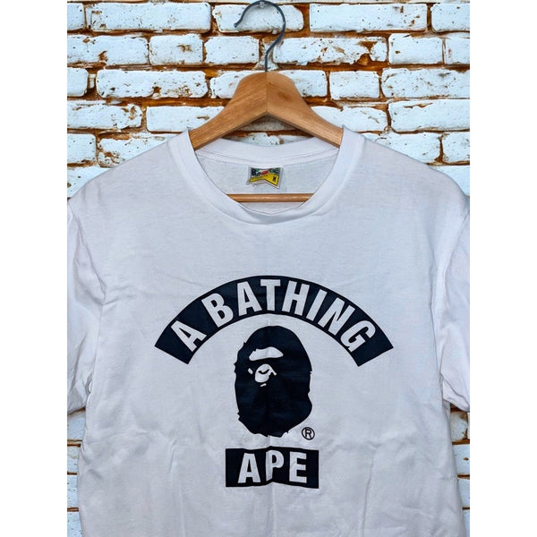 BAPE A Bathing Ape Bicolor College Tee Black Ape Head Logo T-Shirt Medium NWOT