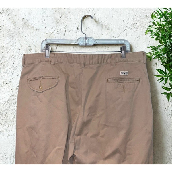 Polo Ralph Lauren Polo Chino Pants Mens 40x30 Beige Classic Fit Pleated Cotton