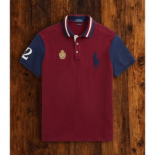 Polo Ralph Lauren Big Pony Mesh Polo Shirt Mens M Burgundy Rugby Custom Slim