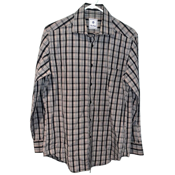 David Donahue Toast Brushed Plaid Shirt Mens M MSRP $165