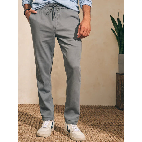 Faherty Essential Drawstring Pants Men's S Rugged Grey Organic Cotton Linen