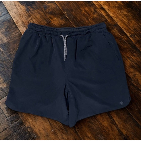 Rhoback Grit Gym Shorts 7" Lined Stretch Black Athletic Large Performance NWOT