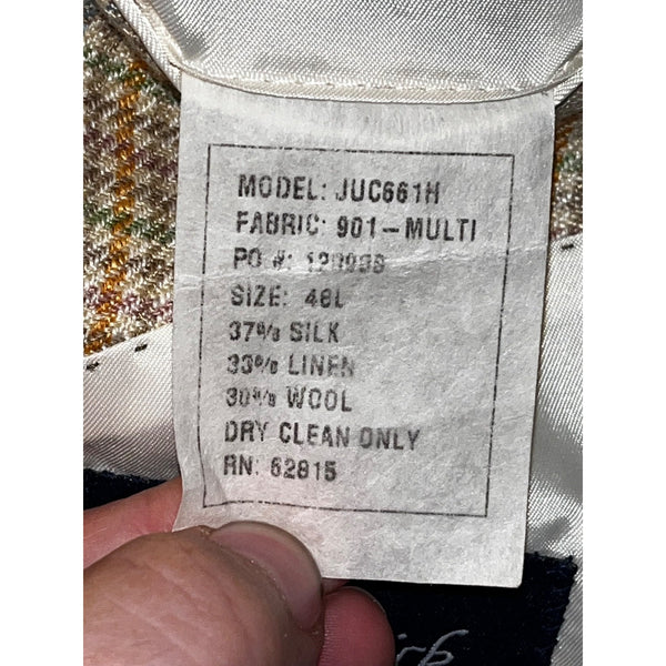 Paul Fredrick Linen Silk & Wool Pastel Herringbone Blazer Sports Coat Sz 48L