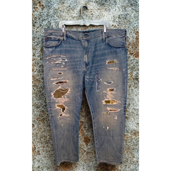 Polo Ralph Lauren Hampton Relaxed Straight Distressed Camo Jeans 44B x 30 NWT
