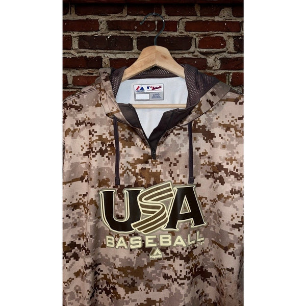 Team USA World Baseball Classic Camo Pullover Hoodie Large Majestic Authentic