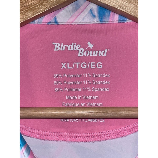 Birdie Bound Polo XL NWT Pastel Palms Floral Golf Shirt UPF 50 Stretch