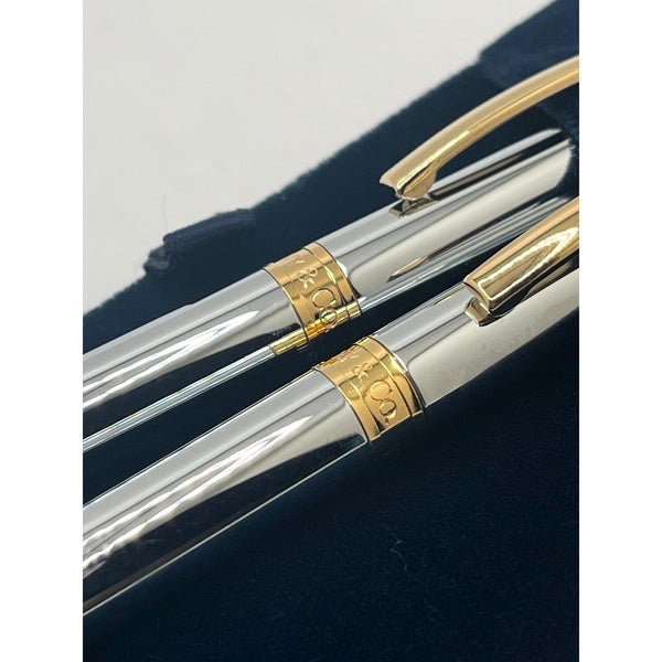 Tiffany & Co T-Clip Pen Pencil Set Chrome Gold Tone NOS Boxed Luxury Writing