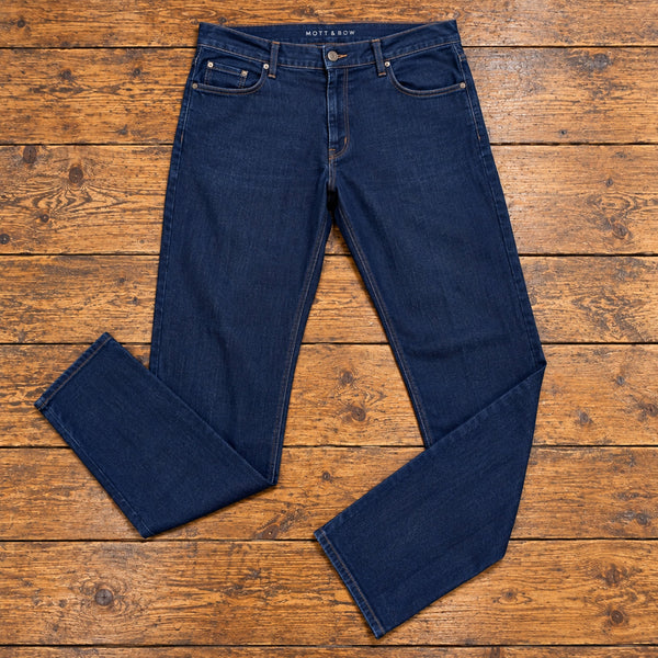 Mott & Bow Oliver Straight Jeans 35x30 Navy Blue Stretch Denim Slim Premium