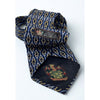Paolo Gucci Vintage Equestrian Silk Tie Navy Blue Gold Geometric Made in Italy