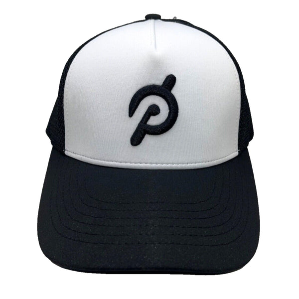 Peloton Adjustable Workout Logo Unisex Adult White Black Mesh Snapback Hat Cap