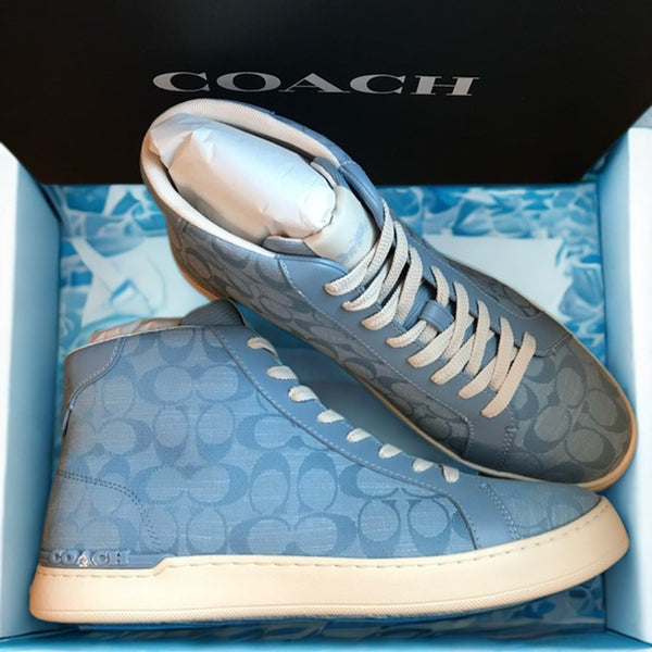 Coach Clip High Top Sneakers CH088 Signature Chambray Men’s Sz 10D NIB