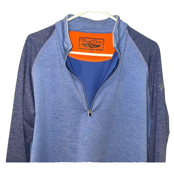 Straight Down Performance Golf 1/4 Zip Sz M Stretch Pullover Sleeve Logo