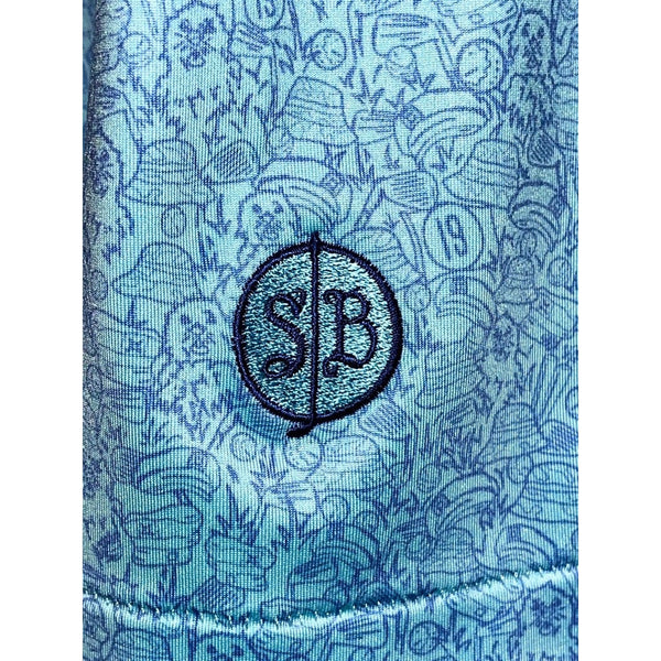 Peter Millar Tillis Polo Blue AOP Caddyshack Spring Brook Country Club Sz. L