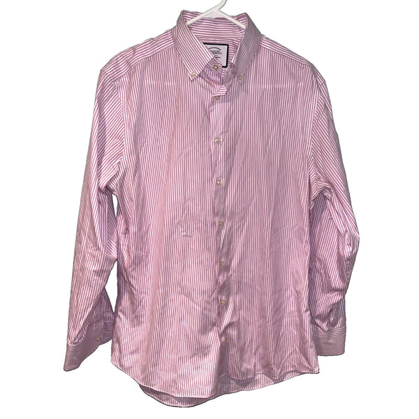 Charles Tyrwhitt Dress Shirt Non Iron Slim Fit Pink Stripe Men's 16.5/34