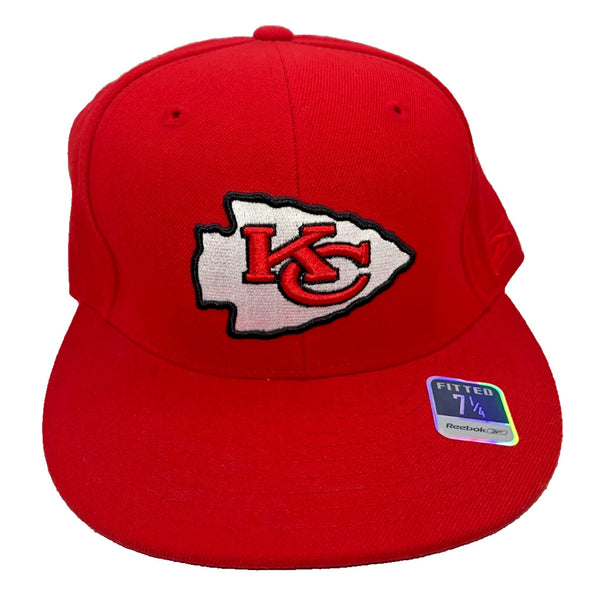 Kansas City Chiefs Reebok Flat Bill Fitted Hat Size 7 1/4 Vintage Deadstock
