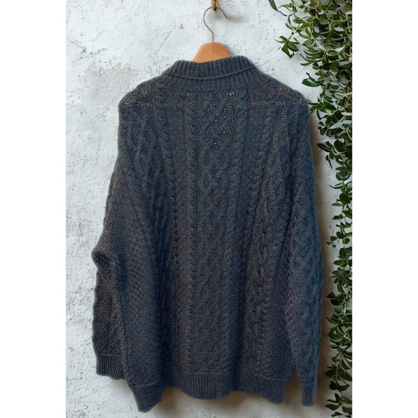 Aran Crafts Chunky Cable Knit Fisherman Sweater 2XL Merino Wool Shawl Ireland