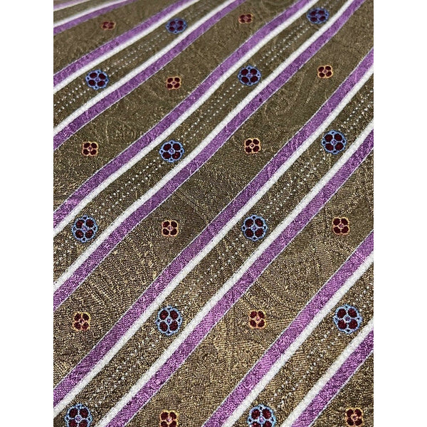 Brioni Silk Tie Handmade Italy Paisley Striped Geometric Satin Luxury