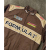 PacSun Formula 1 F1 Racing Bomber Jacket Brown Tan Full Zip Men’s Large