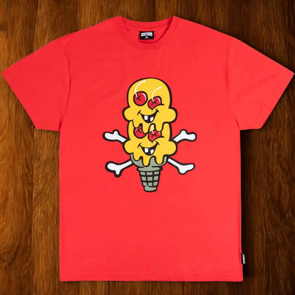 ICECREAM Billionaire Boys Club Two Scoops Tee Tomato Red Sz M EUC