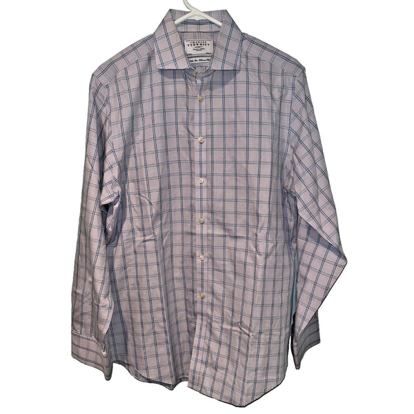 Charles Tyrwhitt Dress Shirt Non Iron Tailored Fit Check Men's 16/34